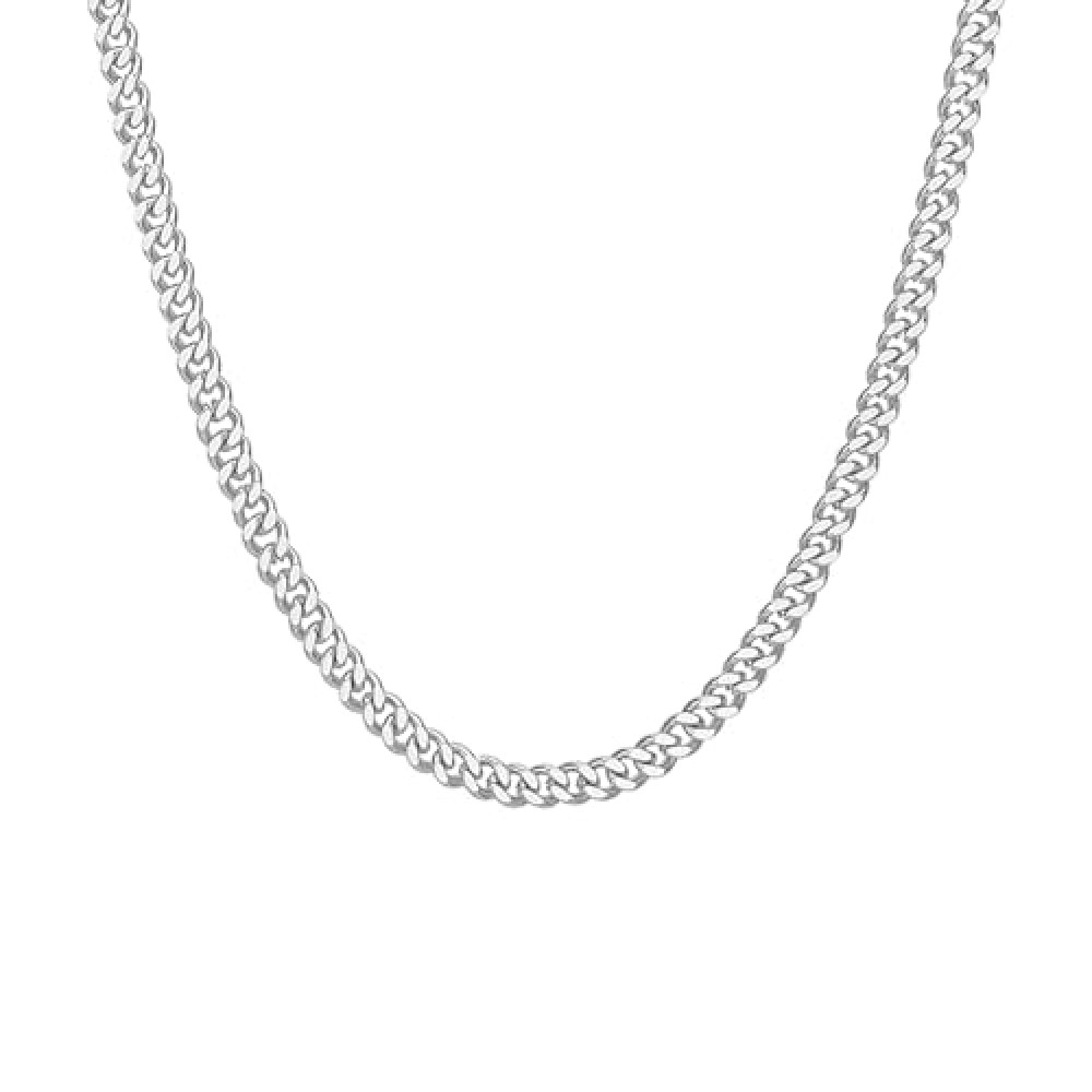 Zuofan Men Cuban Chain Necklace, 5mm, 20" Length, Silver Chain Men, Stainless Steel Neck Link Chains for Men Man Women Boys Kids