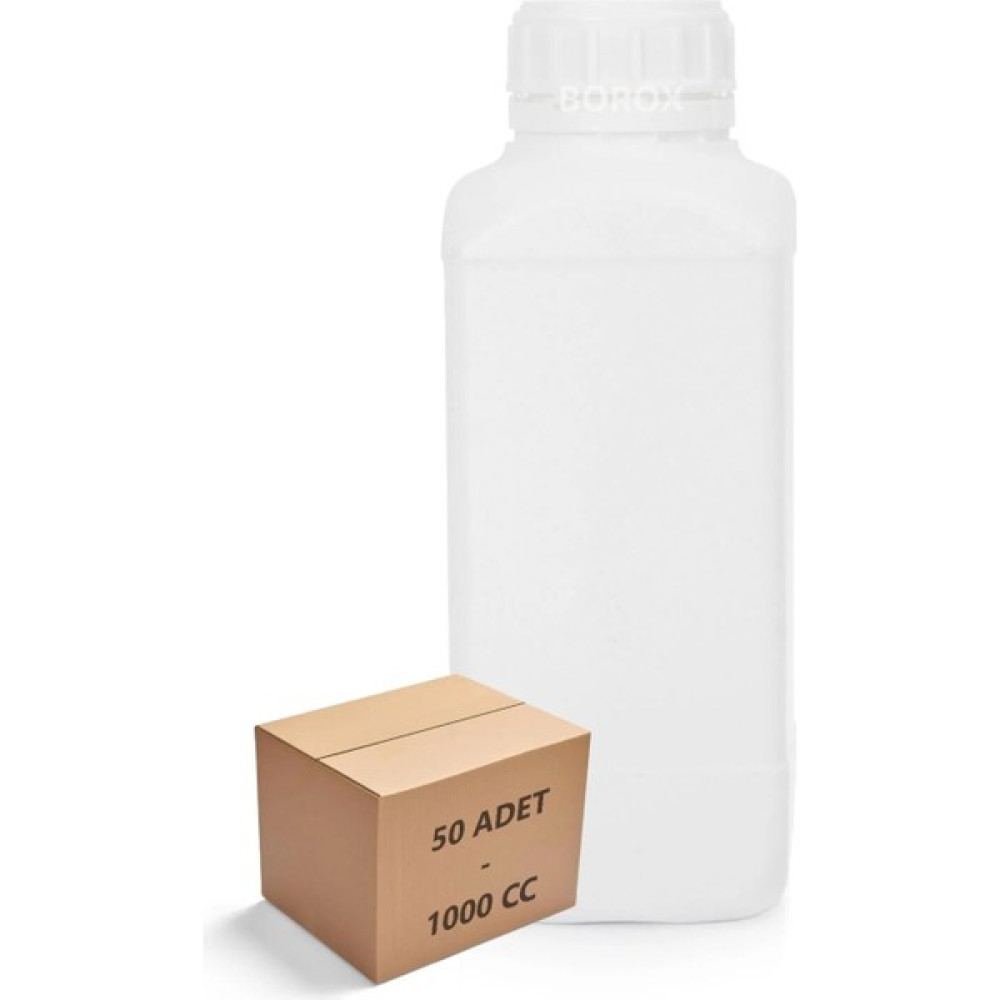 Zürih Ticaret Plastik Kare Şişe 1000 ml - Beyaz Kapaklı Şişe 50 Adet Toptan Set - Kilit Kapaklı Sızdırmaz Şişe Oto Boyaları Fiyatı