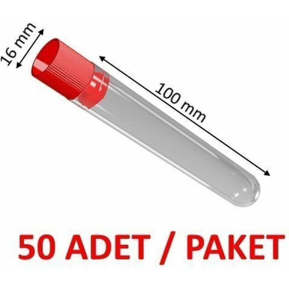 Zürih Ticaret Plastik Test Tüpü Kapaklı 16X100 mm - 10ML - Santrifüj Tüpü - 50 Adetlik Set Oto Boyaları Fiyatı