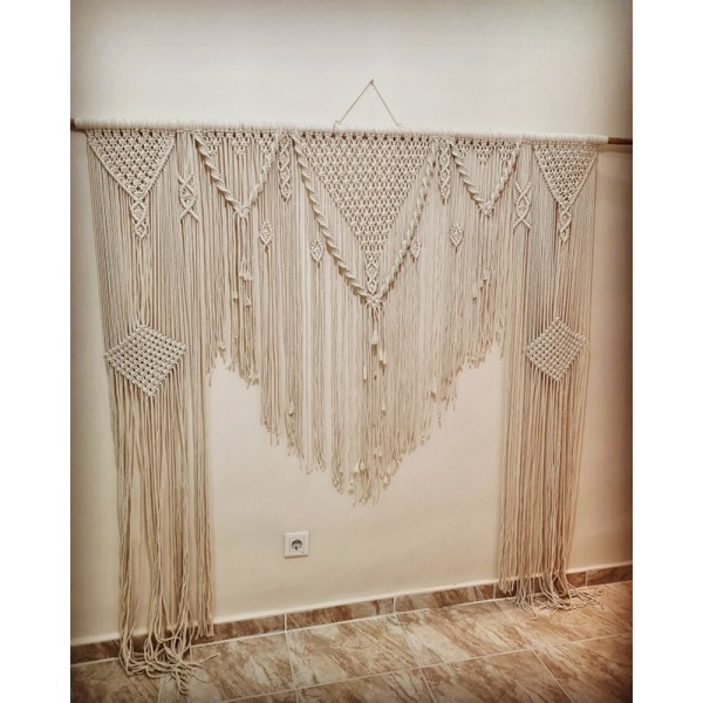 Zuviel Deco 200X200 Makrome Perde, Backdrop, Organizasyon Arka Fon, Nişan Arka Fon - 200 x 200 cm - Krem İp Perde Fiyatı