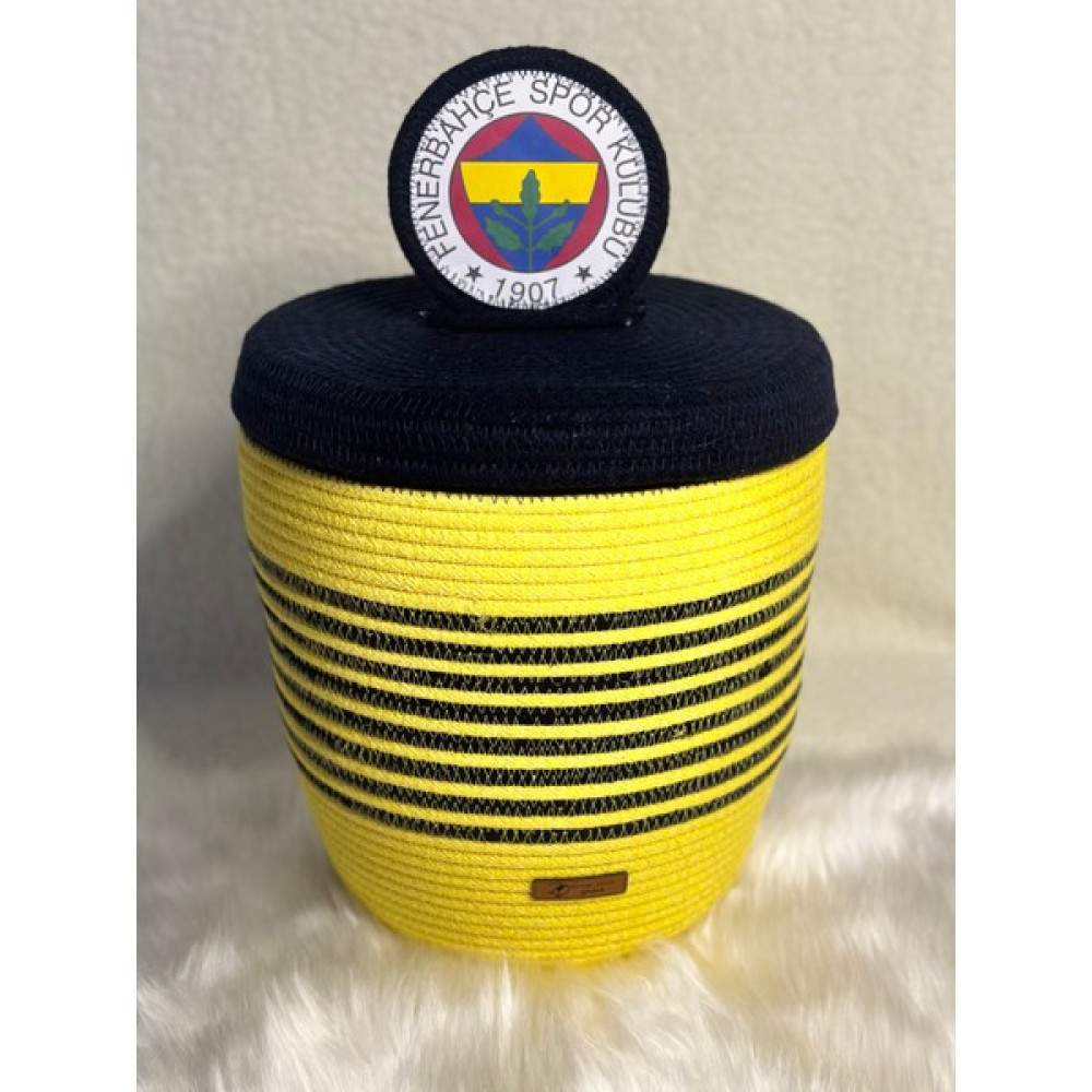 Zuviel Deco 27X27 El Yapımı Kapaklı Fenerbahçe Temalı Düzenleyici Sepet, Taraftar Sepet - Sarı - Lacivert Sepet Fiyatı