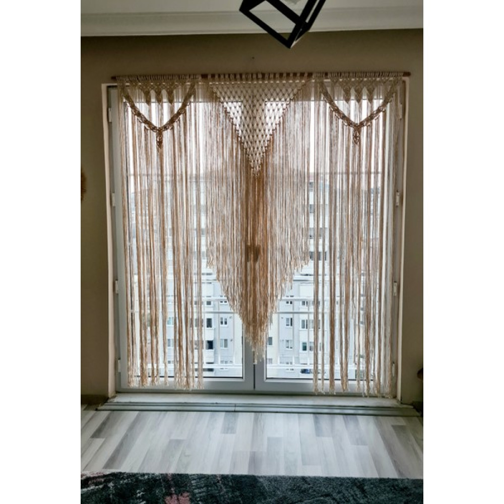 Zuviel Deco Dev Makrome Perde, Backdrop, Nikah Nişan Arka Fon - 190 x 200 cm - Krem İp Perde Fiyatı