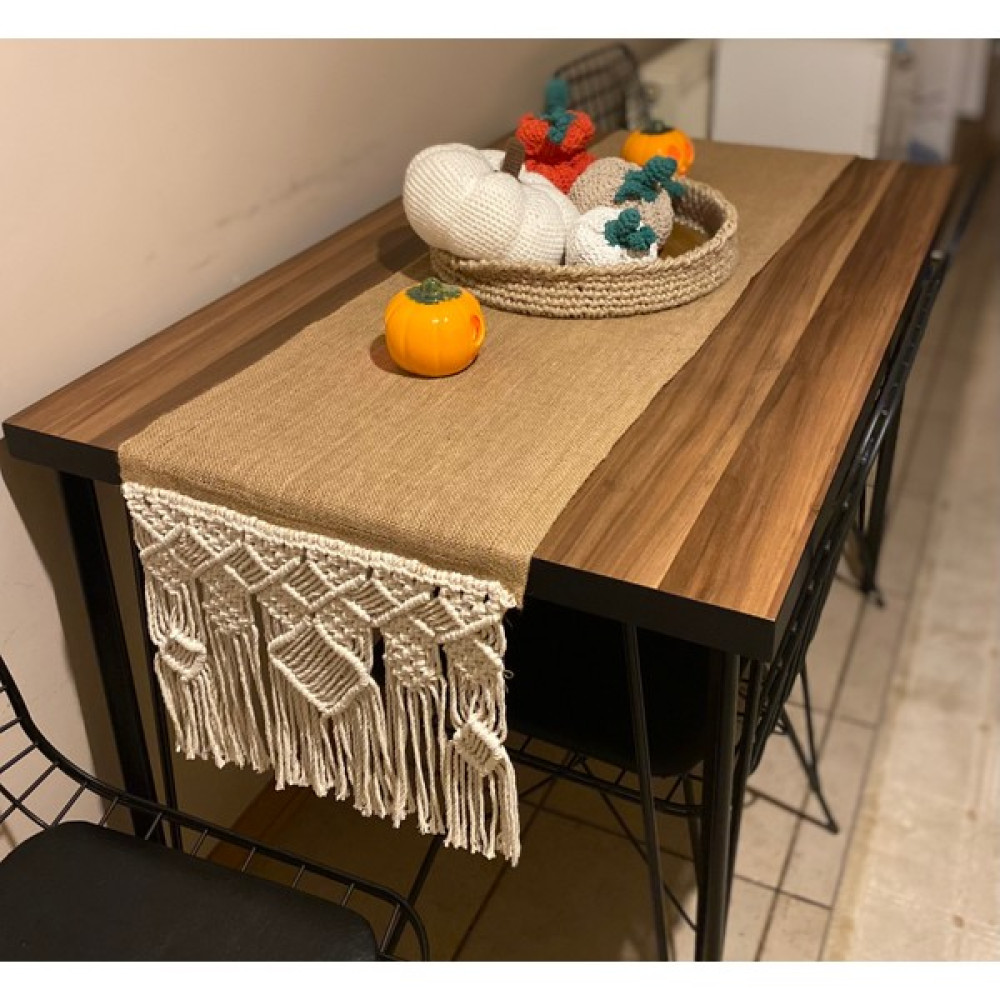 Zuviel Deco Jüt Hasır Kumaş Makrome Runner - Bej - 38 x 165 cm Masa Örtüsü Fiyatı