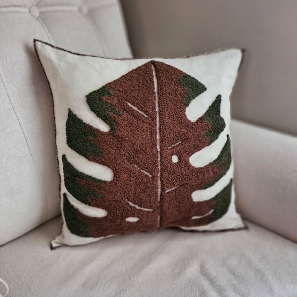 Zuviel Deco Monstera Punch Kırlent, Dev Deve Tabanı Punch Kırlent Kırlent / Mobilya Yastığı Fiyatı