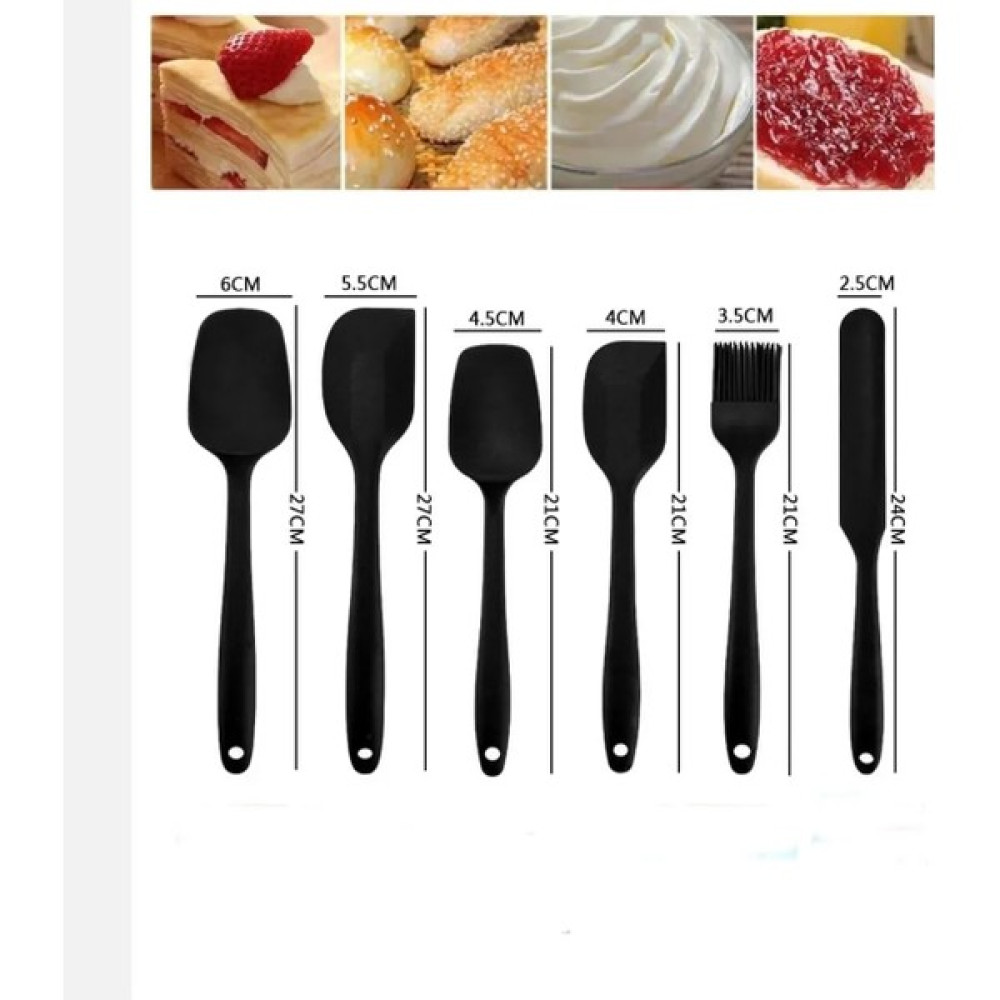 Zuzu Made 6 Parça Isıya Dayanıklı Yanmaz Yapışmaz Silikon Kaşık Spatula Fırça Seti Siyah Renk Mutfak Gereçleri Fiyatı