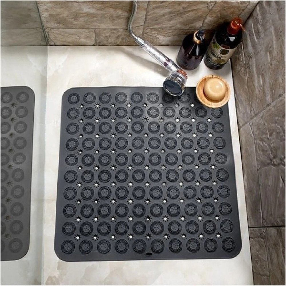 Zuzu Made Kare Masajlı Silikon Banyo & Duş Kaydırmazı Antrasit Renk Massage Bath Math Banyo Kaydırmaz - 54 x 54 cm Banyo Aksesuarları Fiyatı