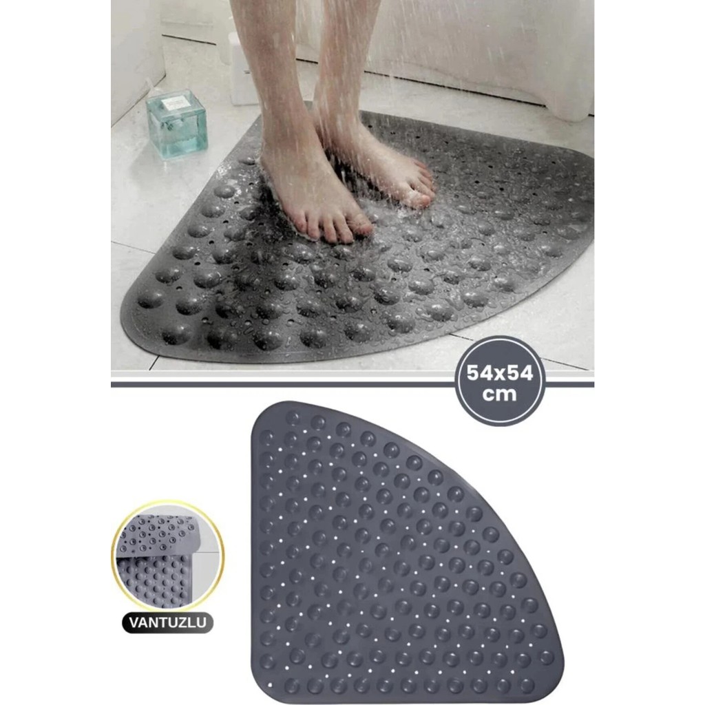 ZUZUMADE Zuzu Made Vantuzlu Köşe Banyo Duş Kaydırmazı ve Banyo Duş Paspası 54x54 cm Antrasit Gri Pearlette Bath Mat - 54 x 54 cm Araca Özel Paspaslar Fiyatı