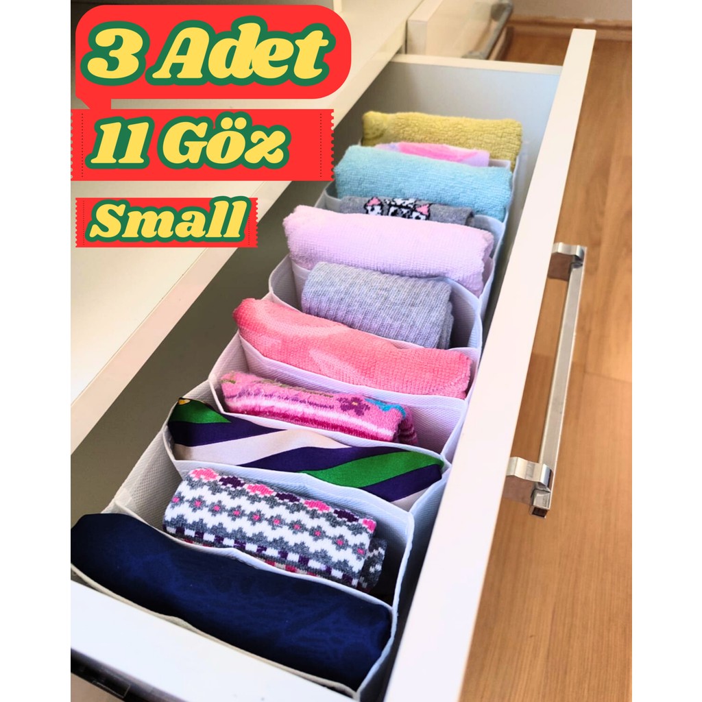 Zvenn 3 Adet 11 Gözlü Çekmece içi Organizer & Düzenleyici Cepli Çamaşır Çorap Kravat Organizeri Diğer Fiyatı