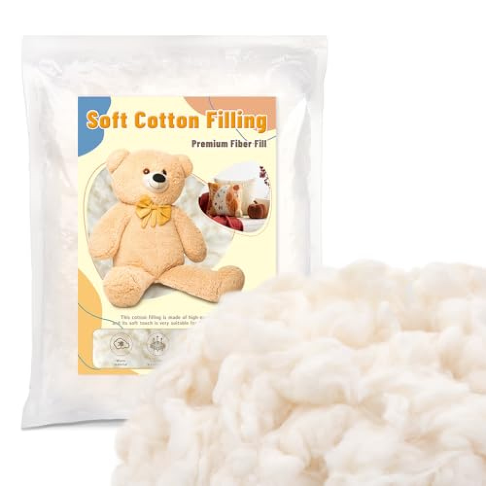 ZXIIXZ 7oz Cotton Filling, 0.44lb Natural Cotton Stuffing for Stuffed Crochet Animals, Soft Premium Fiber Fill Cotton Batting for Pillow Stuffing, Cushions, DIY Stuffing Home Crafts