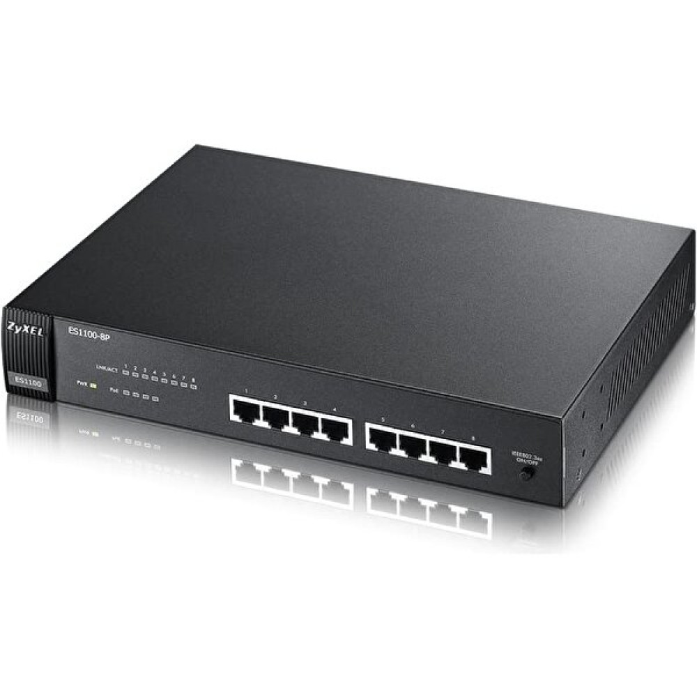Zyxel ES1100-8P 8-Port POE 10/100Mbps Tak-Kullan Port-Önceliklendirme 65W Toplam Güç Destekli Yönetilemeyen Fast-Ethernet Switch Hub & Switch Fiyatı