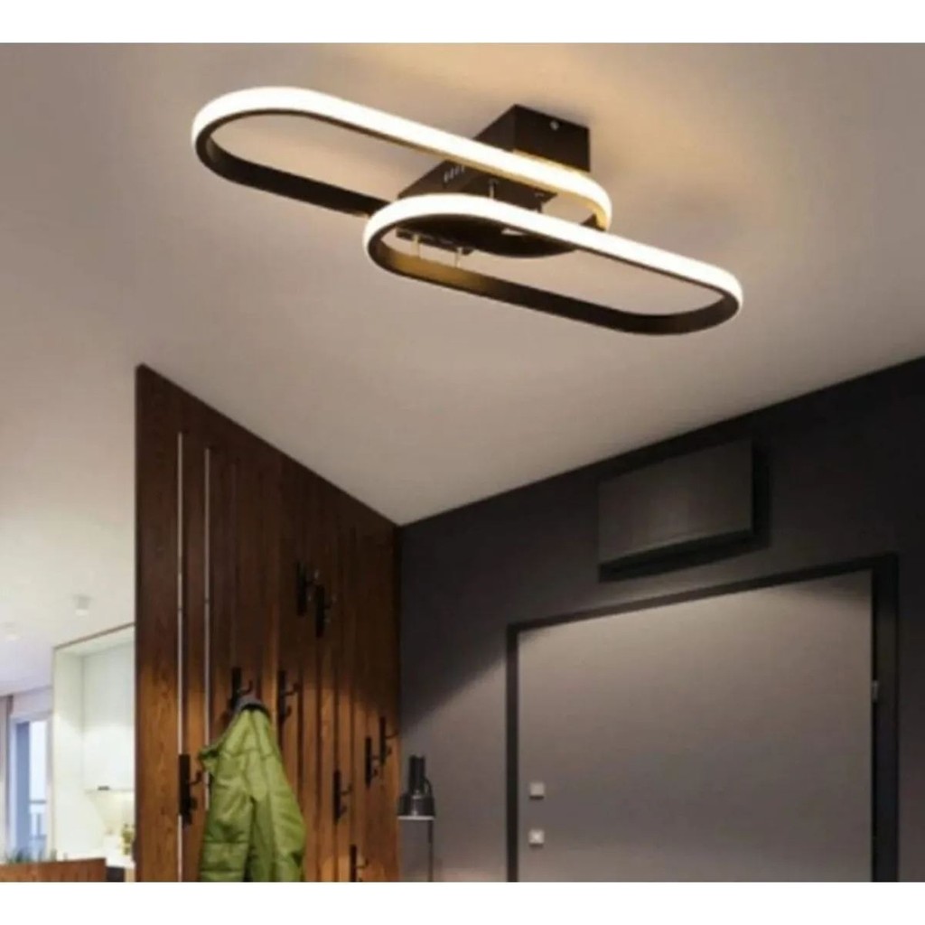 Zzez Siyah Renk Modern Tasarım Beyaz Ledli Cafe - Mutfak - Salon 2 Li LED Avize Avize Fiyatı
